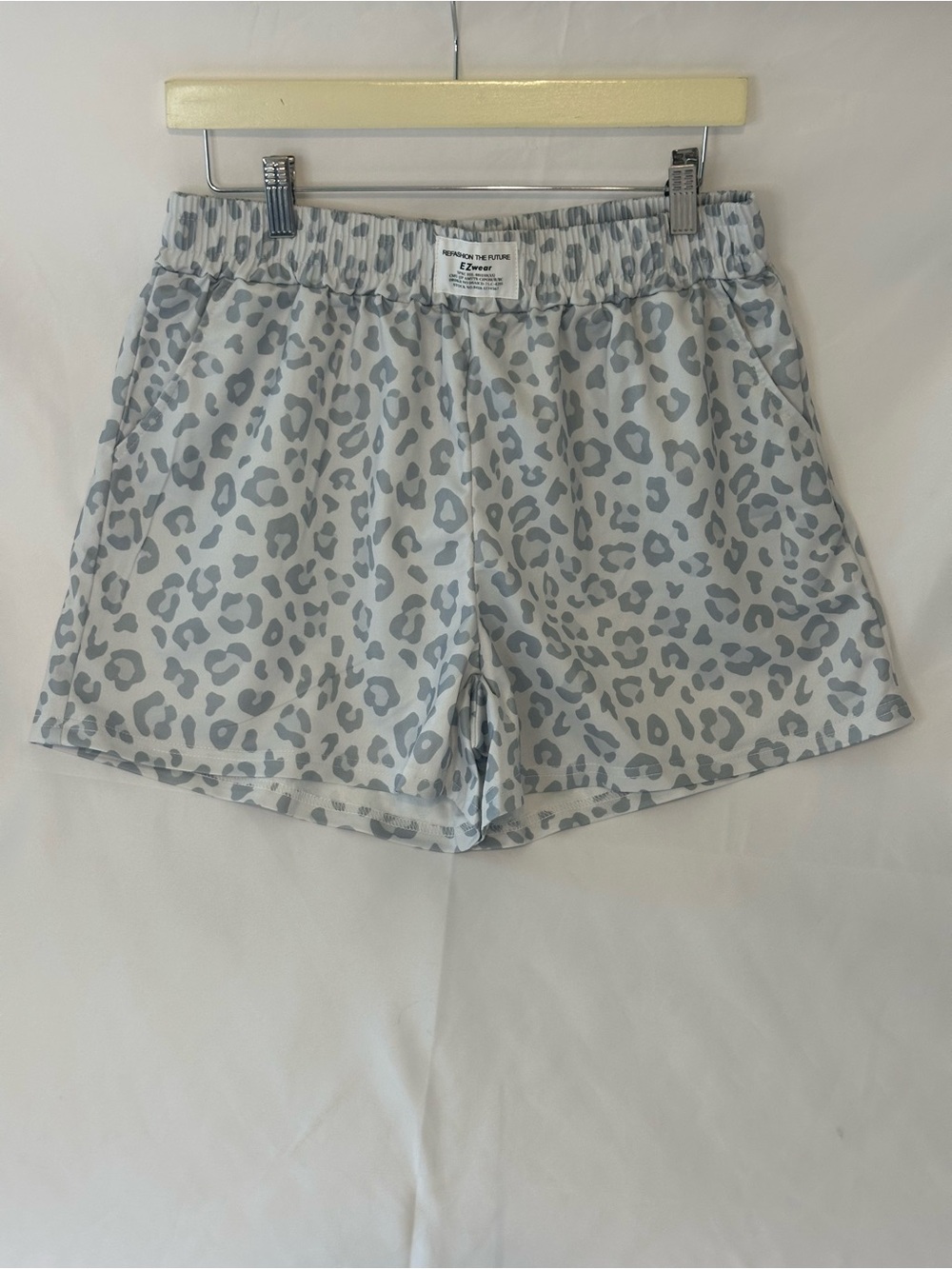 Women's Leopard Print Athletic Shorts with Elastic Waistband